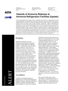 Chemical Safety Alert: Hazards of Ammonia Releases at。